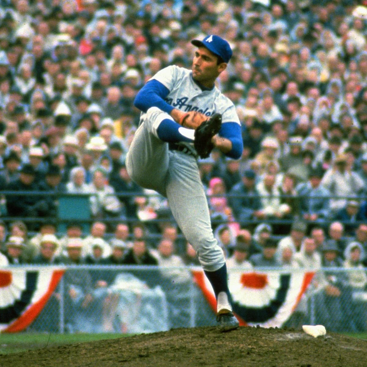 Left-handed pitcher in motion